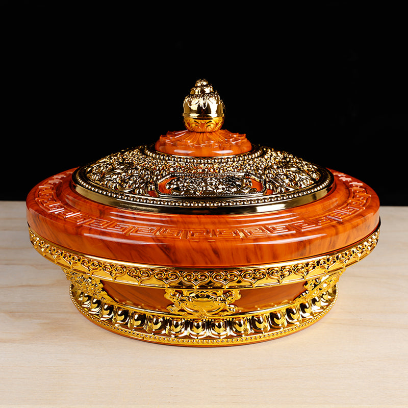 Tibetan Eight Auspicious Resin  Plate Living Room Bag Lid Fruit Box