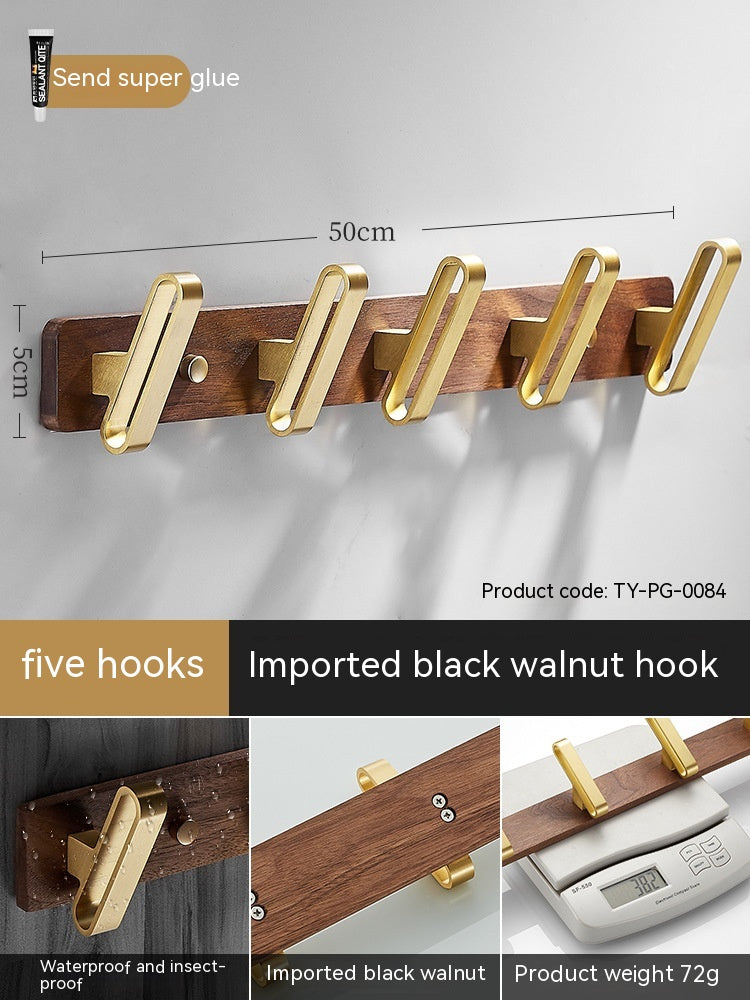 Light Luxury Solid Wood Clothes Hook Wall-mounted Aluminum Alloy