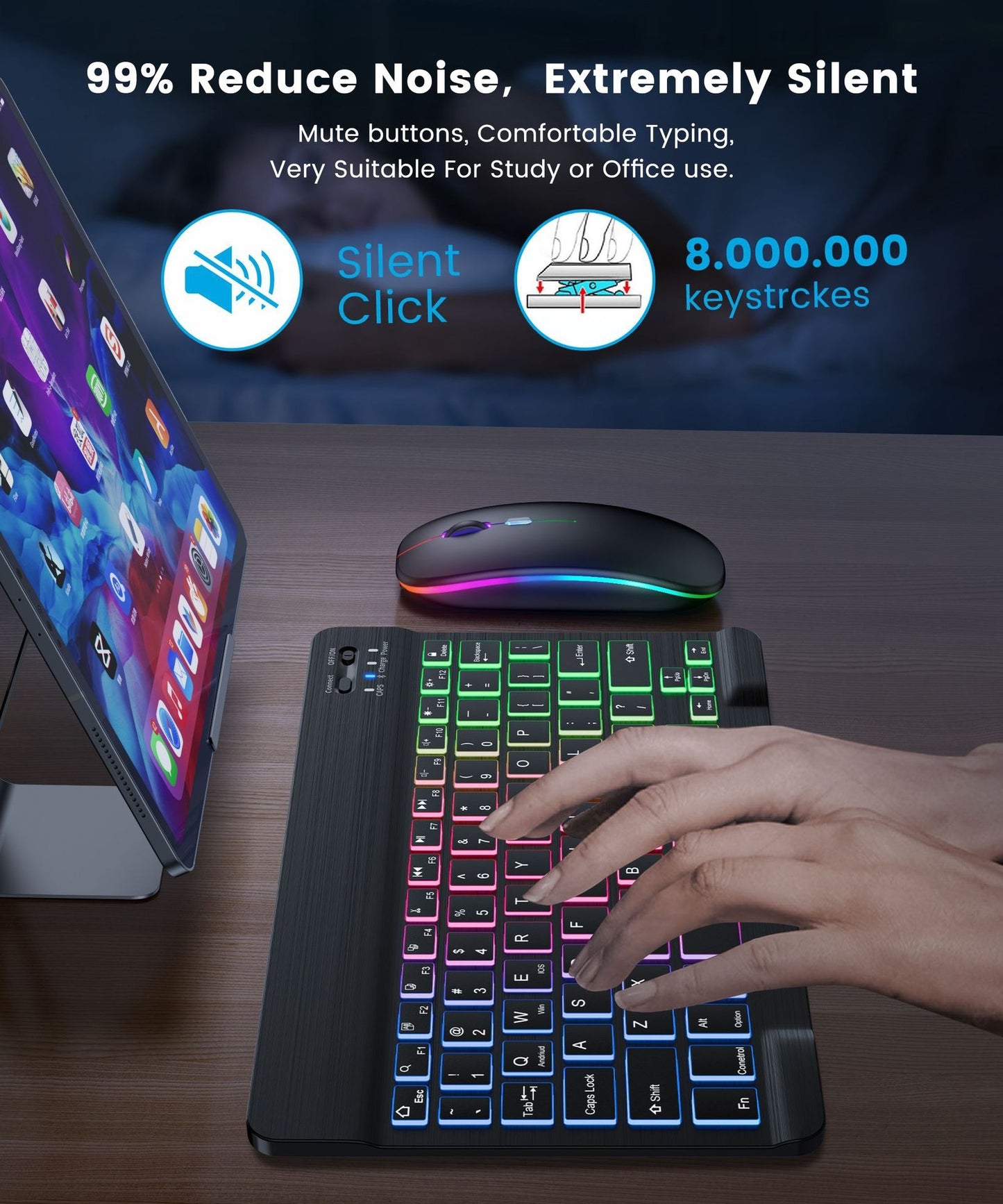 Colorful Luminous Wireless Keyboard And Mouse Set