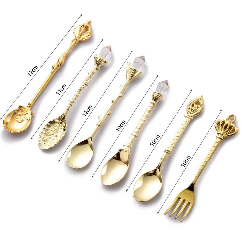 6 Pieces Suit Fruit Fork Retro Coffee Spoon