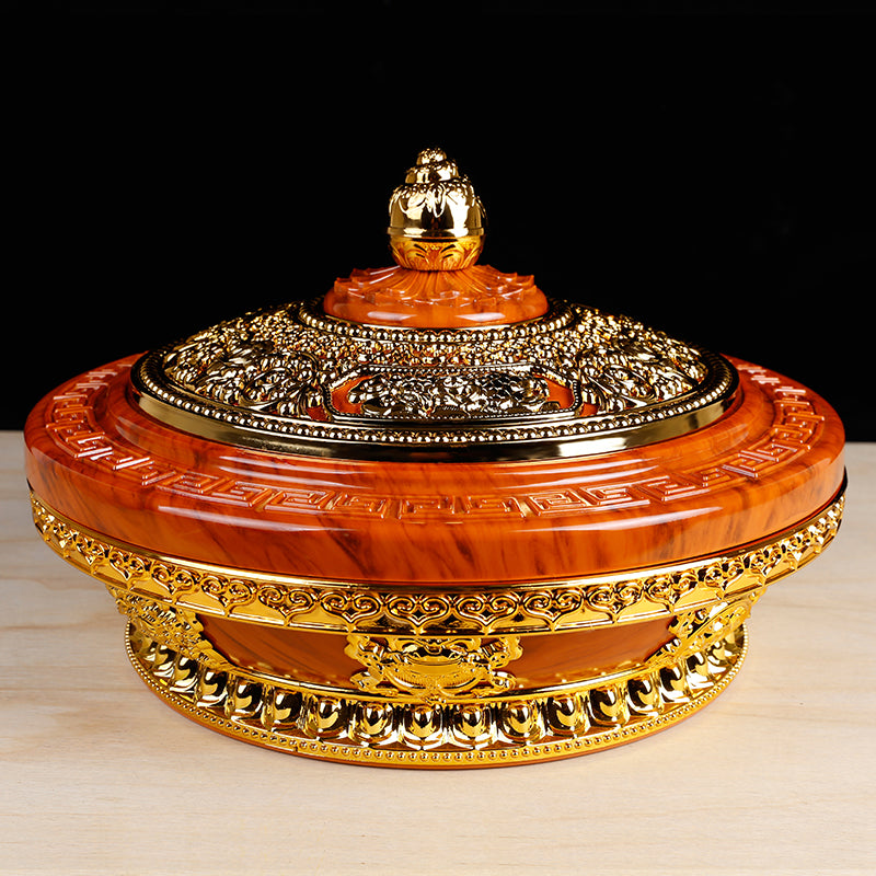 Tibetan Eight Auspicious Resin  Plate Living Room Bag Lid Fruit Box