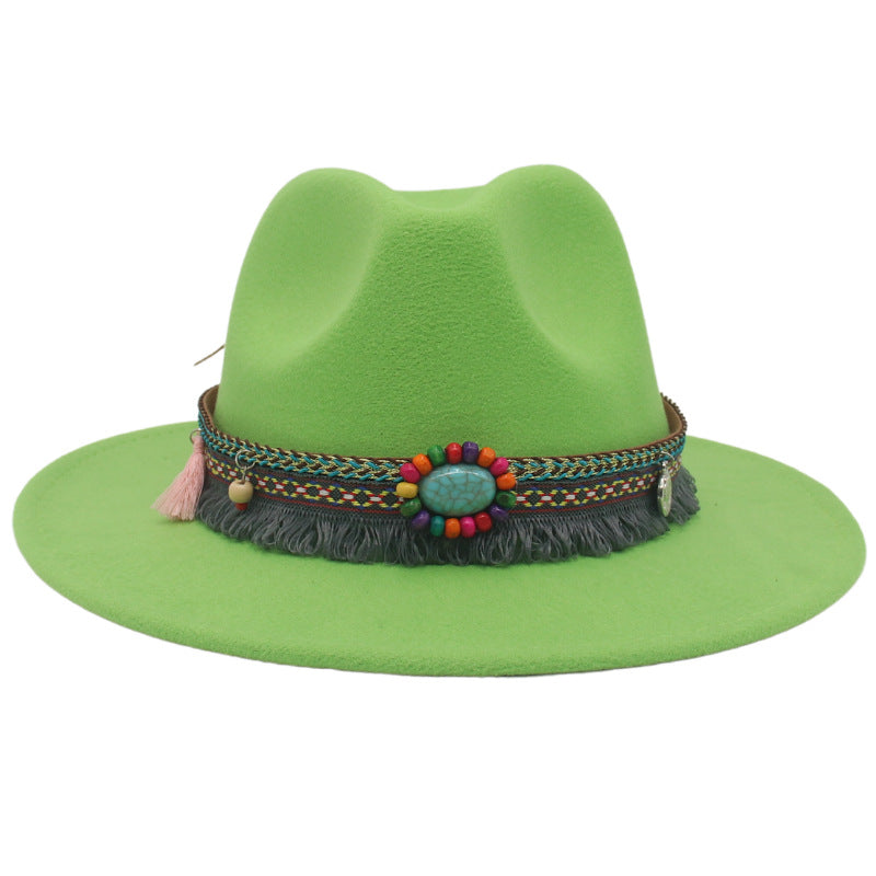 Ethnic Style Western Cowboy Hat Gem Accessories Tibetan Top Hat