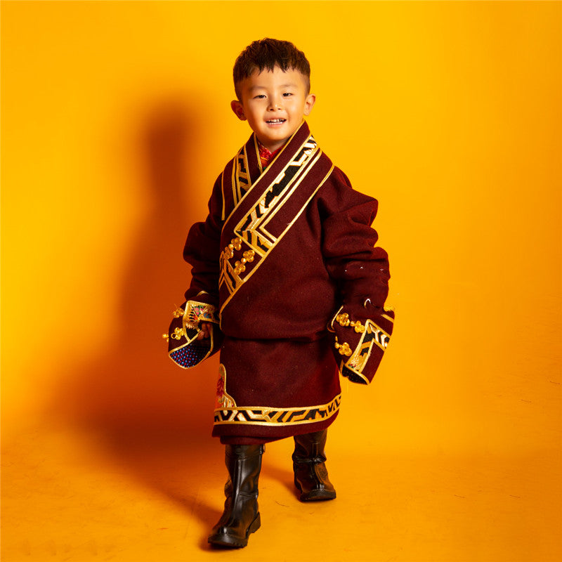 Tibetan Children's Performance Tibetan Robe Long-sleeved Thin Tibetan Clothing