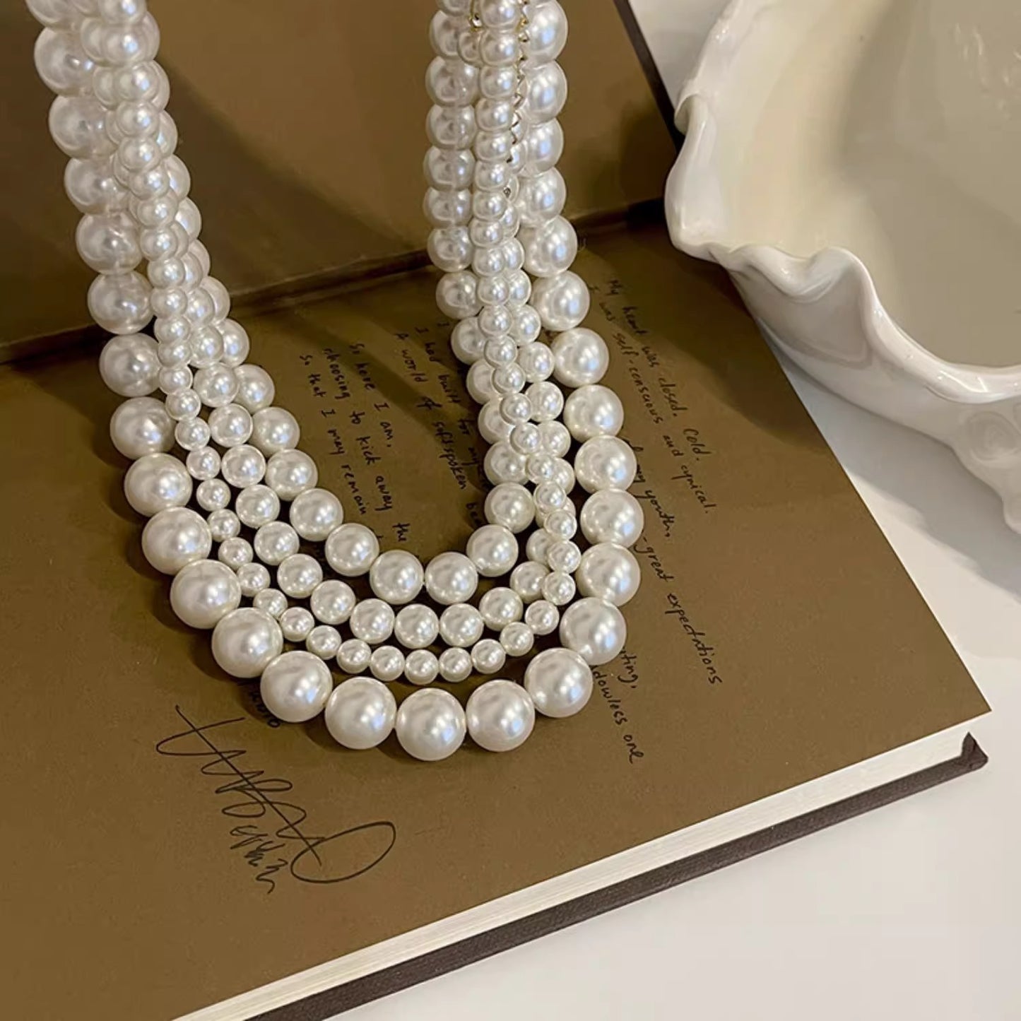 Women's Glass Imitation Pearl Clavicle Chain Accessories