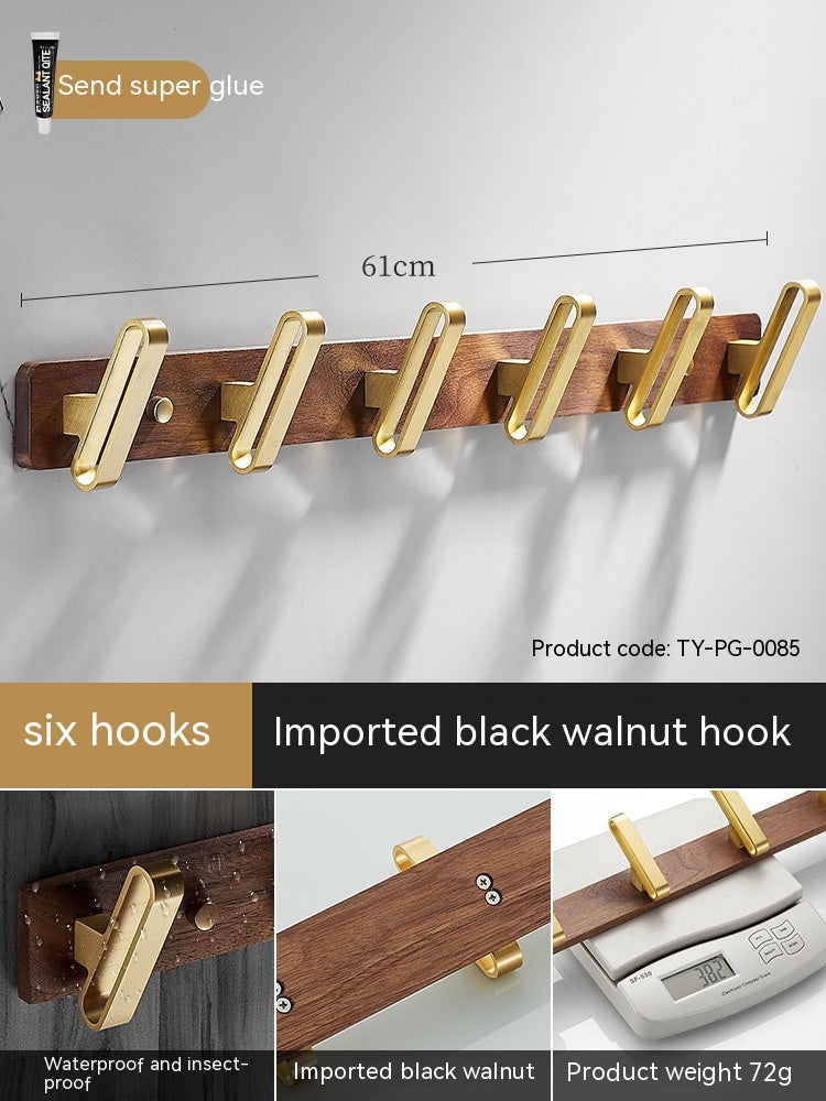 Light Luxury Solid Wood Clothes Hook Wall-mounted Aluminum Alloy