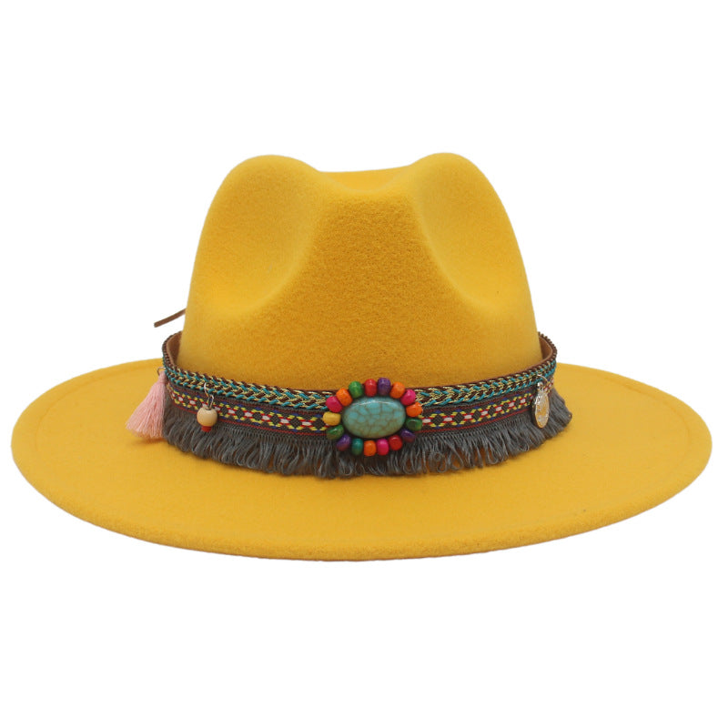 Ethnic Style Western Cowboy Hat Gem Accessories Tibetan Top Hat