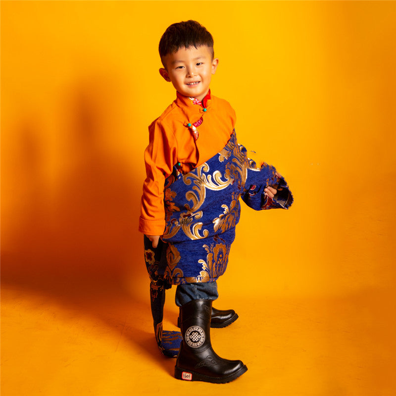 Tibetan Children's Performance Tibetan Robe Long-sleeved Thin Tibetan Clothing