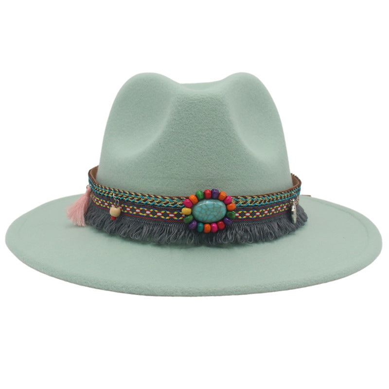 Ethnic Style Western Cowboy Hat Gem Accessories Tibetan Top Hat