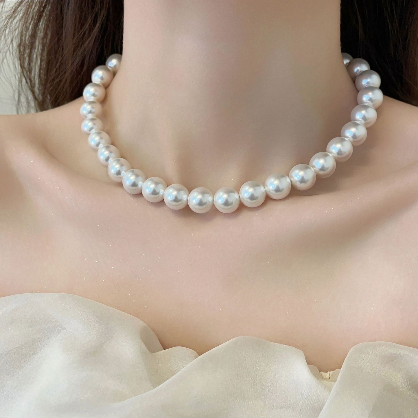 Women's Glass Imitation Pearl Clavicle Chain Accessories