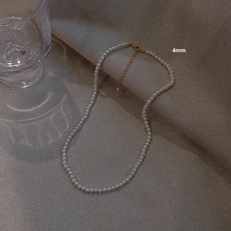 Women's Glass Imitation Pearl Clavicle Chain Accessories