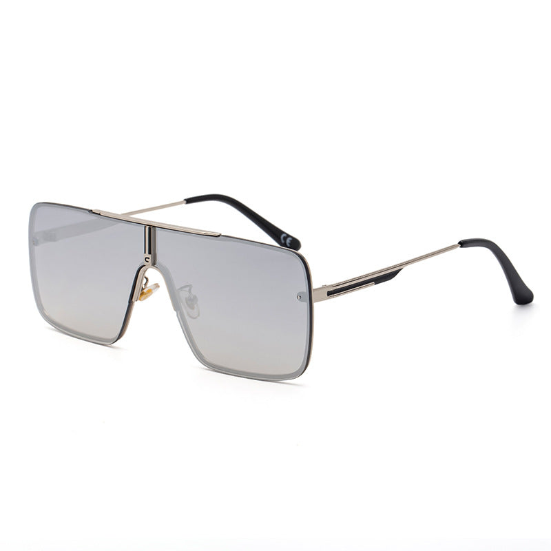 Men's Trendy Metal Large Square One Piece Sunglasses