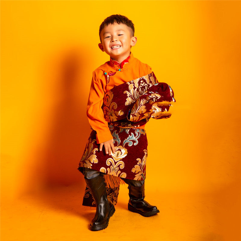 Tibetan Children's Performance Tibetan Robe Long-sleeved Thin Tibetan Clothing