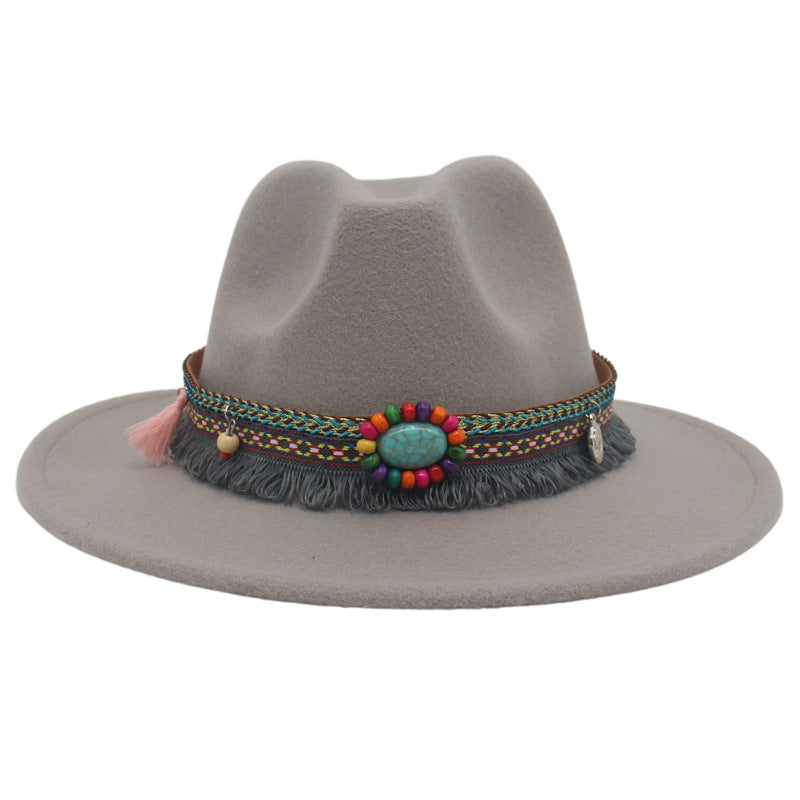 Ethnic Style Western Cowboy Hat Gem Accessories Tibetan Top Hat