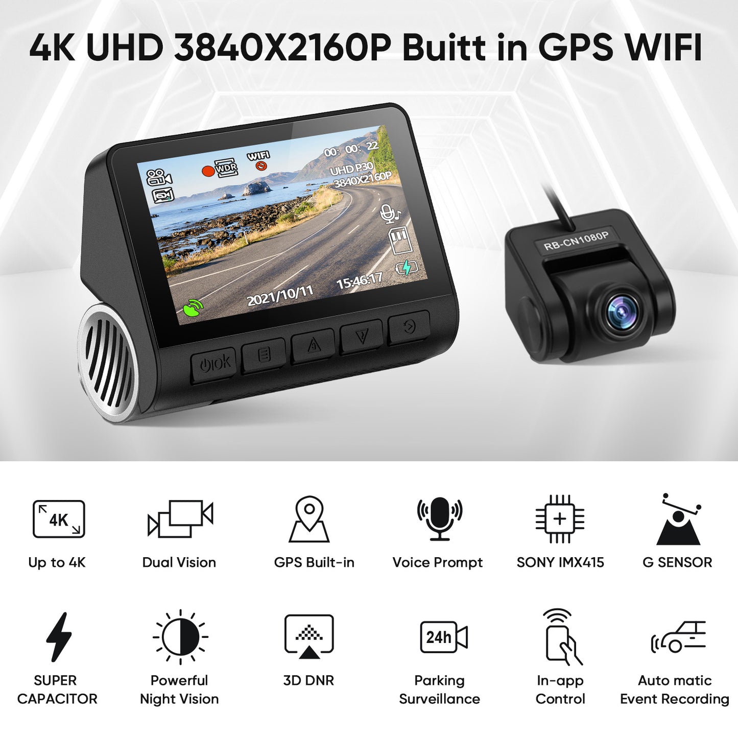 V55 4K UHD Night Vision Car Camera