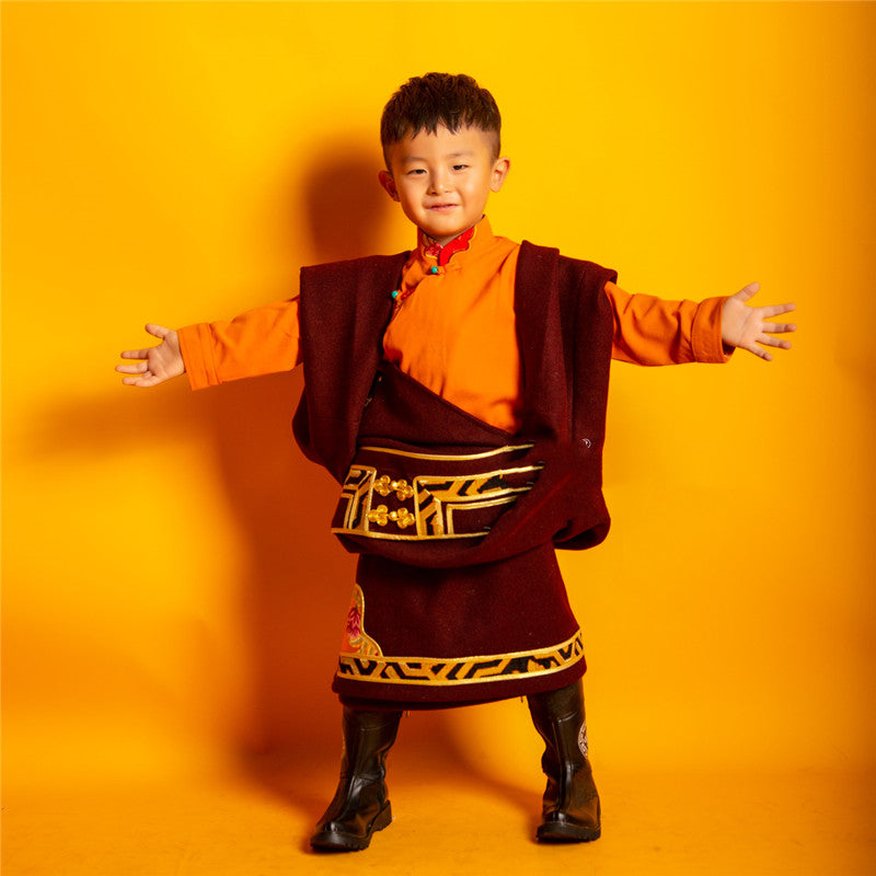 Tibetan Children's Performance Tibetan Robe Long-sleeved Thin Tibetan Clothing