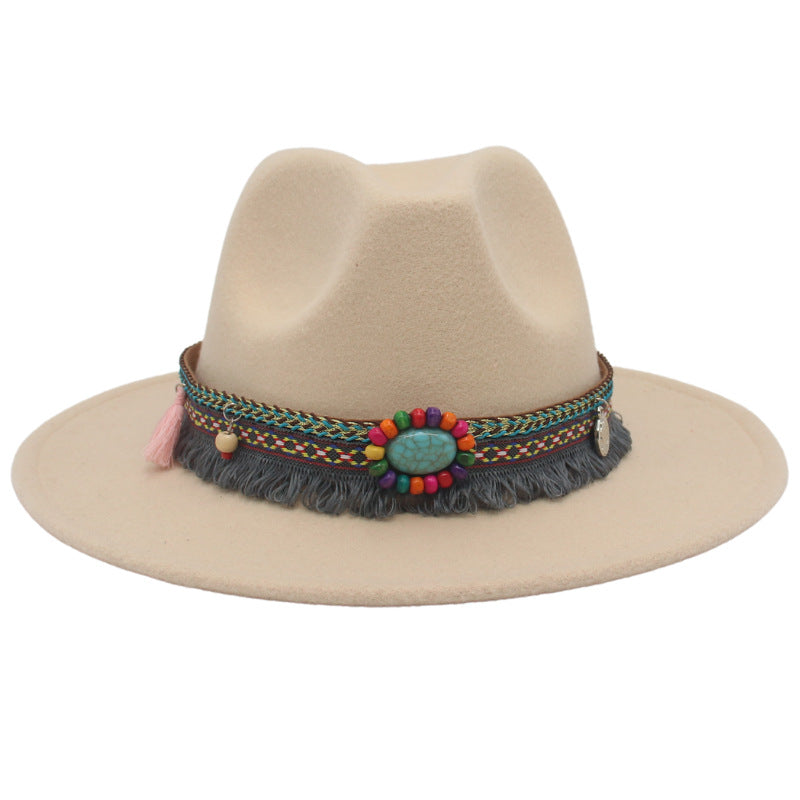 Ethnic Style Western Cowboy Hat Gem Accessories Tibetan Top Hat